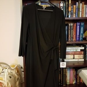 Anne Klein Black Faux Wrap Dress